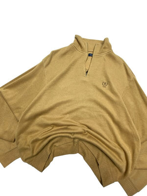 Brown IZOD Chest Embroidery 1/4 Zip-up Jumper Men's Large Northern Pole Vintage Wholesale 