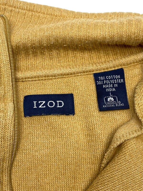 Brown IZOD Chest Embroidery 1/4 Zip-up Jumper Men's Large Northern Pole Vintage Wholesale 
