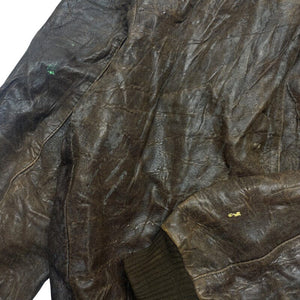 Brown Leather Bomber Jacket Men's Medium Northern Pole Vintage Wholesale 