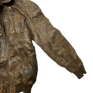Brown Leather Bomber Jacket Men's Medium Northern Pole Vintage Wholesale 