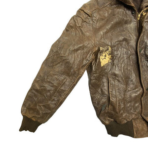 Brown Leather Bomber Jacket Men's Medium Northern Pole Vintage Wholesale 