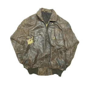 Brown Leather Bomber Jacket Men's Medium Northern Pole Vintage Wholesale 