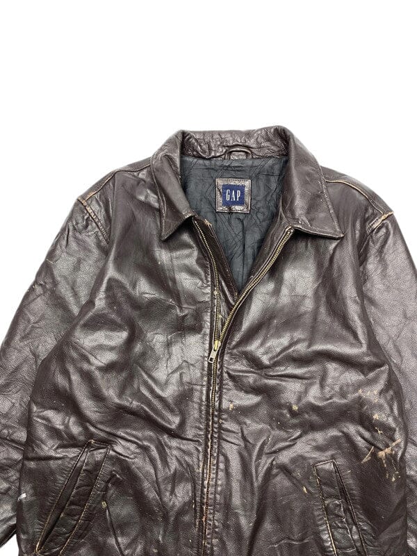 Brown Leather GAP Jacket Men's Medium Northern Pole Vintage Wholesale 