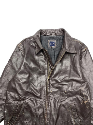 Brown Leather GAP Jacket Men's Medium Northern Pole Vintage Wholesale 