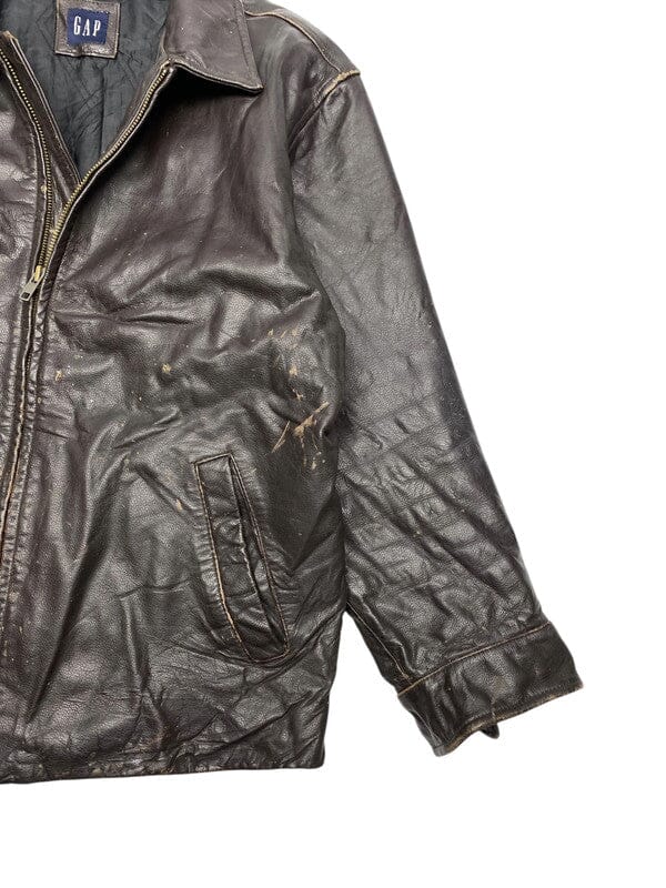 Brown Leather GAP Jacket Men's Medium Northern Pole Vintage Wholesale 