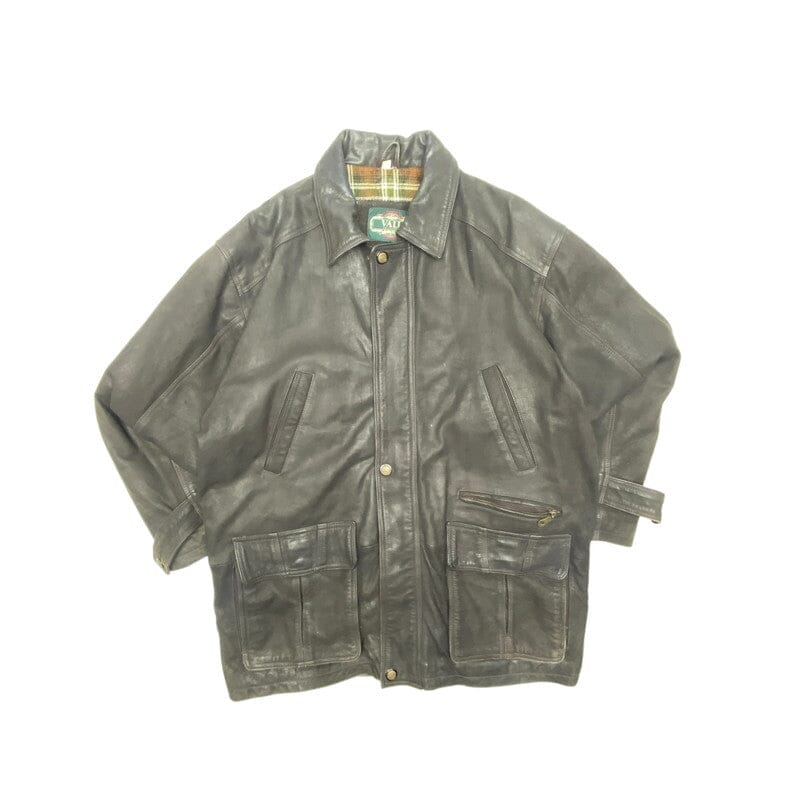 Brown Leather Jacket Men's Large Northern Pole Vintage Wholesale 