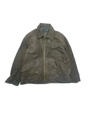 Brown Leather Mystere bomber Jacket Men's XL Northern Pole Vintage Wholesale 