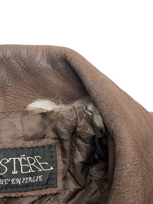 Brown Leather Mystere bomber Jacket Men's XL Northern Pole Vintage Wholesale 