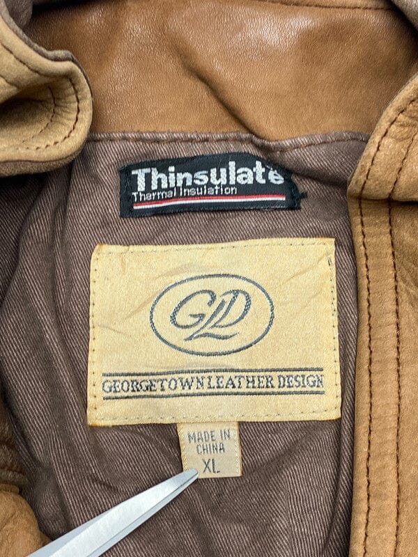 Brown Leather Thinsulate Workwear Jacket Men's XL Northern Pole Vintage Wholesale 