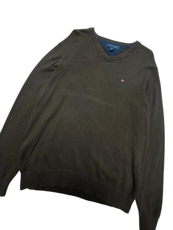 Brown Tommy Hilfiger V-neck Sweater Men's Medium Northern Pole Vintage Wholesale 