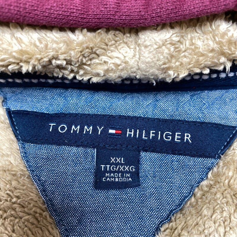 Burgundy Tommy Hilfiger Fleece hoodie XXL Northern Pole Vintage Wholesale 