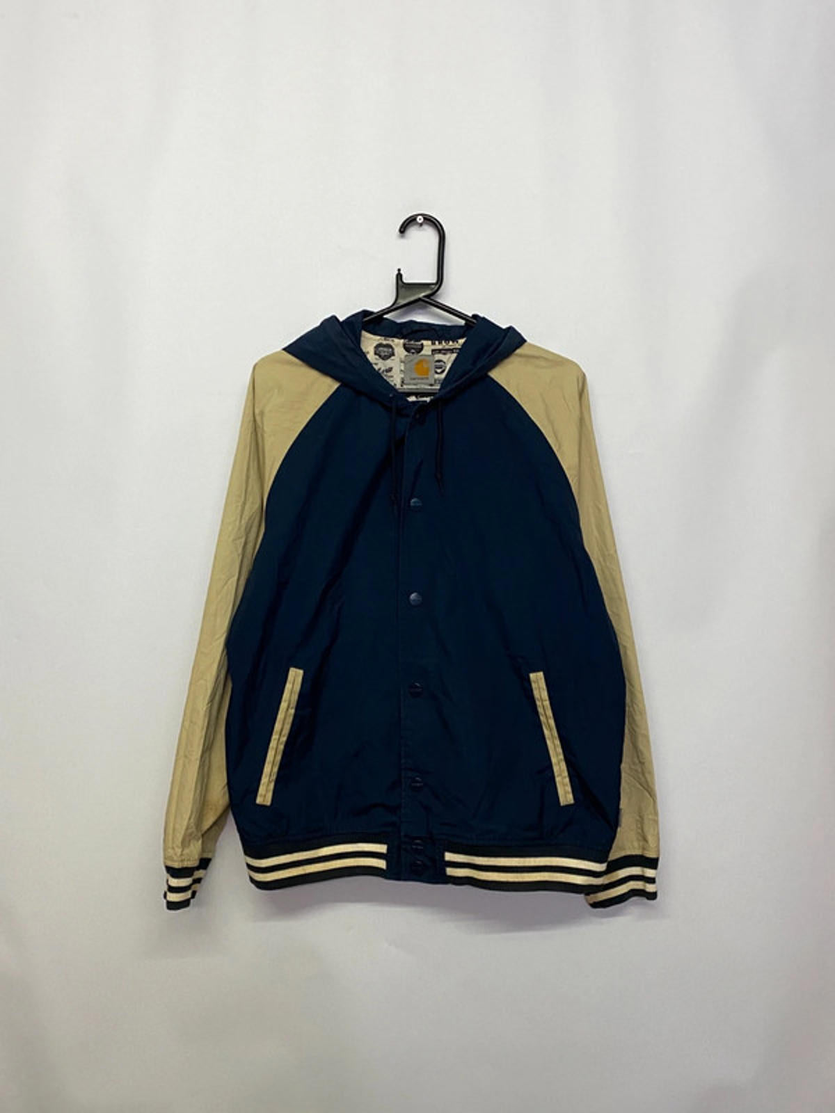 Carhartt Navy & Beige Hooded Varsity Jacket (Men’s L)