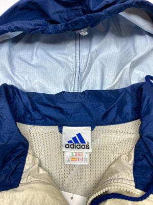 Vintage Adidas Blue & Cream Hooded Windbreaker Jacket (Men’s L)