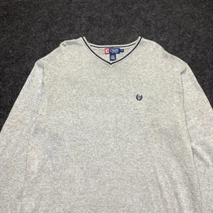 Light Grey Chaps V-neck Jumper Men's Large