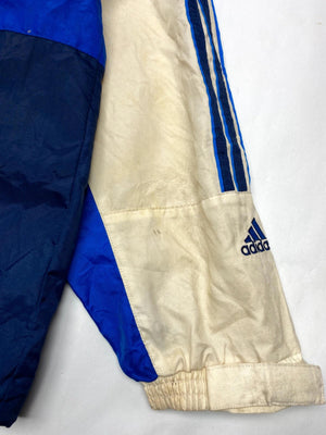 Vintage Adidas Men's Windbreaker Jacket Blue and Cream