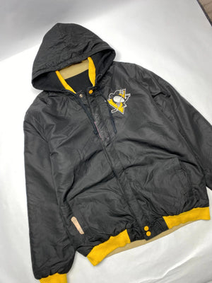 Vintage NHL Pittsburgh Penguins Hooded Jacket – Black/Yellow – Men’s XL