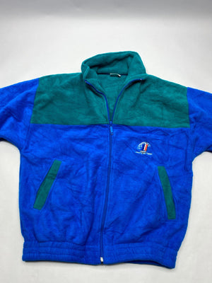 Men's Blue and Green Fleece Jacket with Full Zip