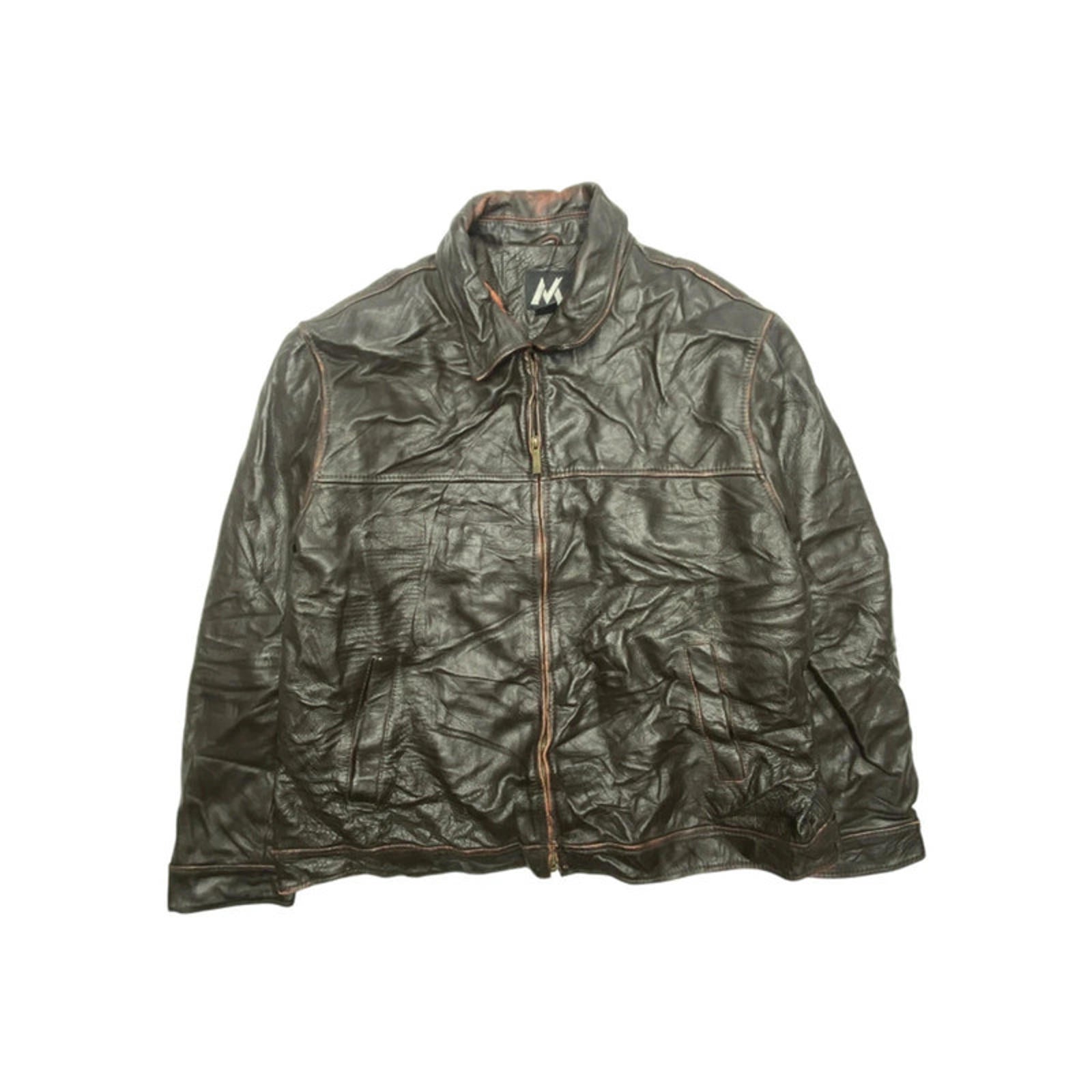 Black Leather Jacket Men's XL