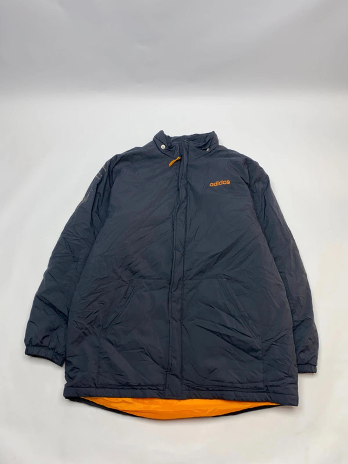 Adidas Vintage Padded Jacket – Black & Orange (Size 176 / L)