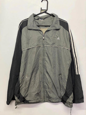 Vintage Adidas Grey & Black Full-Zip Track Jacket – Retro 3-Stripes