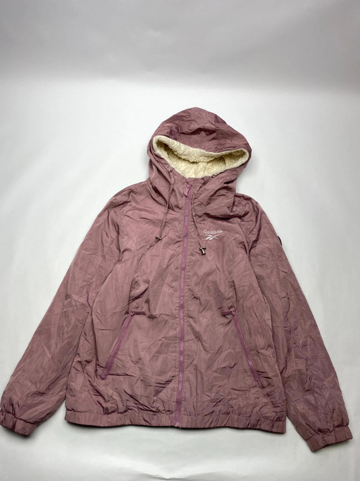 Reebok Mauve Pink Sherpa-Lined Windbreaker Jacket