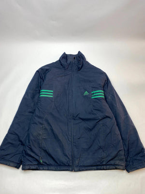 Adidas Navy Blue Puffer Jacket with Green Logo