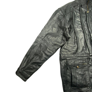 Black Leather Jacket Men's XL