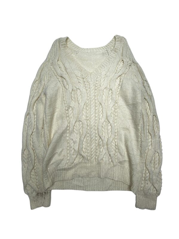 Cream Chunky-knit Jumper Men's Medium Northern Pole Vintage Wholesale 