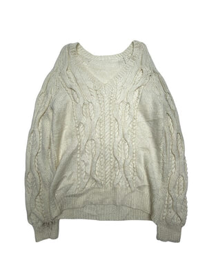 Cream Chunky-knit Jumper Men's Medium Northern Pole Vintage Wholesale 