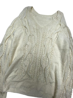 Cream Chunky-knit Jumper Men's Medium Northern Pole Vintage Wholesale 