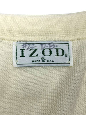 Cream IZOD Chest Embroidery Cardigan Men's XL Northern Pole Vintage Wholesale 