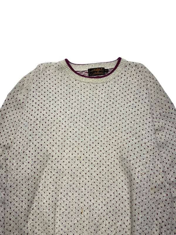 Cream Little Heart Pattern Jumper Men's XL Northern Pole Vintage Wholesale 