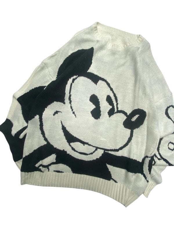 Cream Mickey Mouse Crew-neck Jumper Men's XL Northern Pole Vintage Wholesale 
