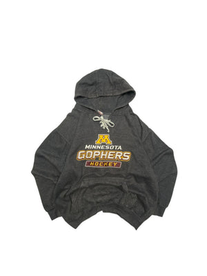 Grey Graphic Print Hoodie Men's Large