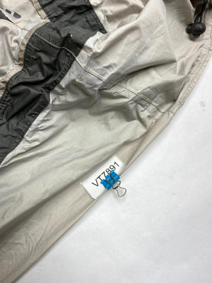 Adidas Vintage Beige & Grey 1/2 Zip Hooded Windbreaker Jacket