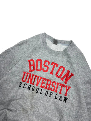 Grey Boston Uni Embroidery Sweatshirt Men's Medium