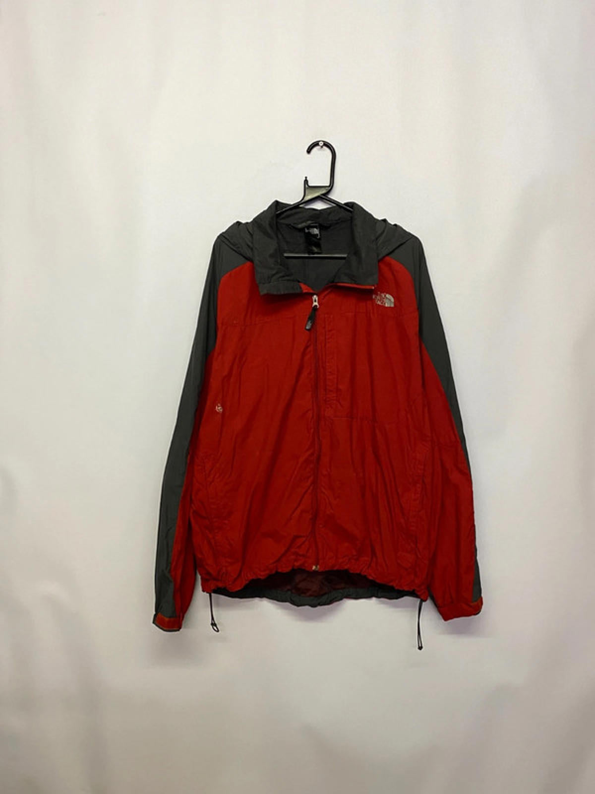 The North Face Red & Grey Lightweight Hooded Windbreaker Jacket