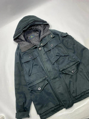 Lacoste Black Hooded Utility Field Jacket – Size 48