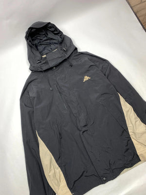 Kappa Black and Beige Hooded Windbreaker Jacket