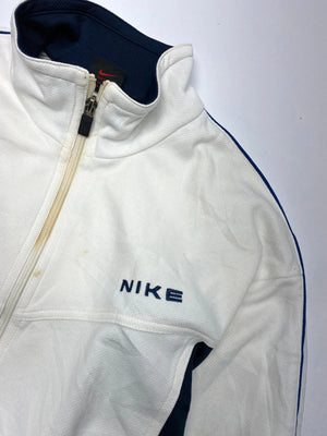 Vintage Nike White and Navy Track Jacket (Men’s S)
