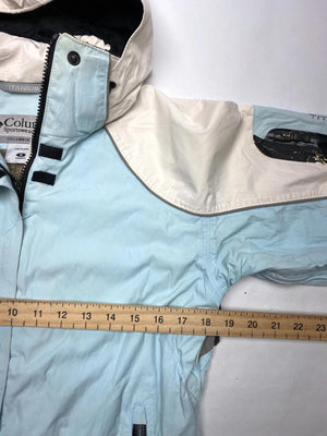 Columbia Titanium Light Blue & Cream Hooded Ski Jacket (Women’s S)