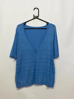 Women’s Blue Button-Up Short Sleeve Cardigan