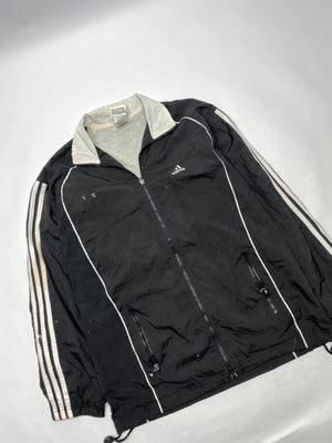 Adidas Vintage Black & White 3-Stripes Windbreaker Jacket (Men’s L)