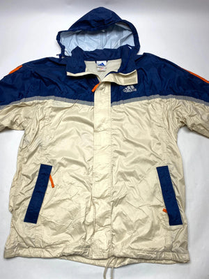 Vintage Adidas Blue & Cream Hooded Windbreaker Jacket (Men’s L)
