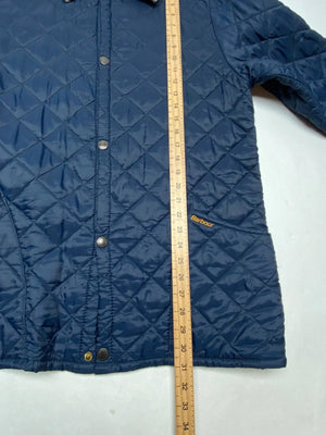 Barbour Navy Quilted Jacket Corduroy Collar Made in England Men’s S