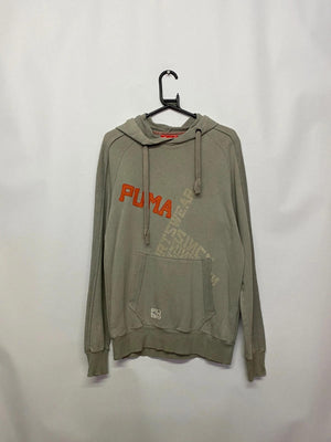 Puma Beige Hoodie with Orange Logo Print Size S