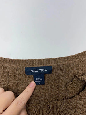 Nautica Brown Ribbed Knit Jumper (Men’s L)