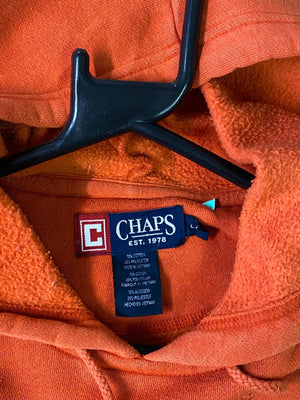 Chaps Orange Embroidered Logo Hoodie Size L