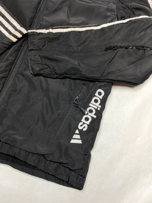 Adidas Black 3-Stripes Puffer Windbreaker Jacket