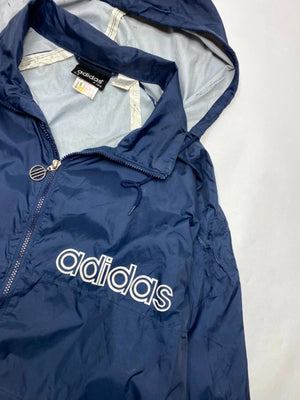 Adidas Vintage Navy Windbreaker Hooded Jacket (Men’s D8 / L)